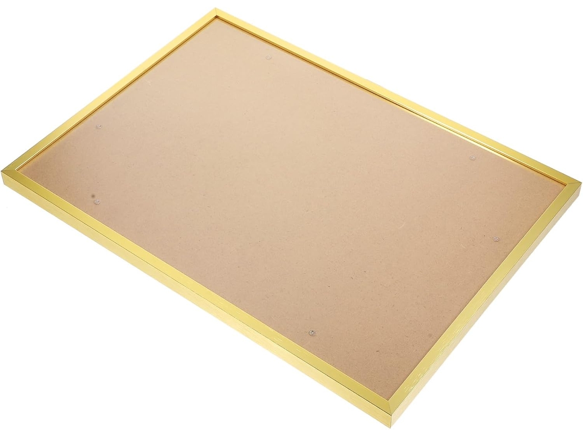 Marco de fotos de aluminio con esquinas redondeadas, estable, fácil de instalar, dorado, para montaje en pared de oficina, aleación GOKOCO