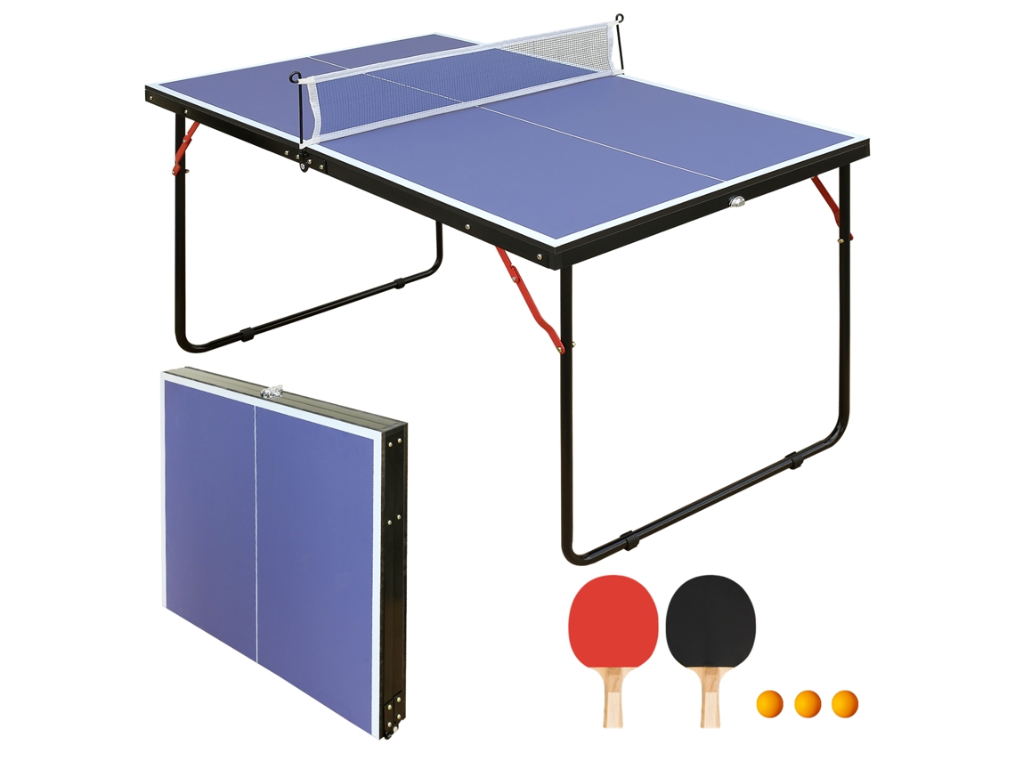 Mesa de ping-pong plegable de 137 cm, portátil, con red y 2 palas VELTRIX