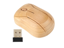Ratón Óptico Inalámbrico De Bambú De 2,4 Ghz Para Pc/portátil, Madera Natural.