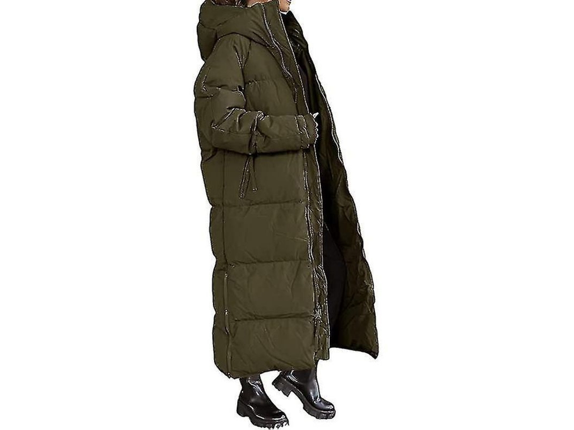 2026-abrigo Largo Acolchado Para Mujer Con Capucha, Chaqueta De Plumas De Manga Larga Antiviento