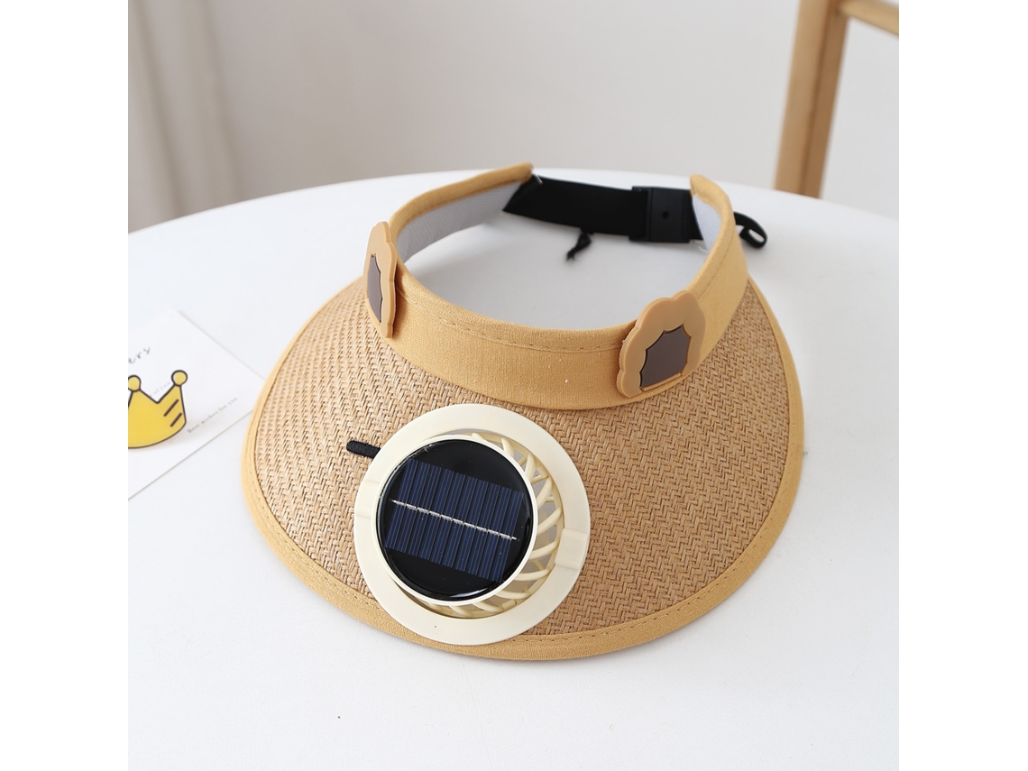 (caqui) Sombrero Con Ventilador Solar Para Viajes Al Aire Libre Y Ciclismo, Sombrero De Protección Solar