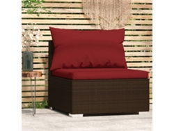 Sofá LOVELY HOME Relax de Centro para Jardín con Almohadones de Bambú en Color Castaño (70 x 63 x 6 cm)