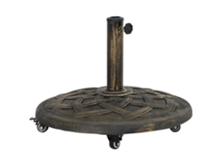 Sombrilla redonda de resina, capacidad de 20 kg, ruedas, frenos de bronce.