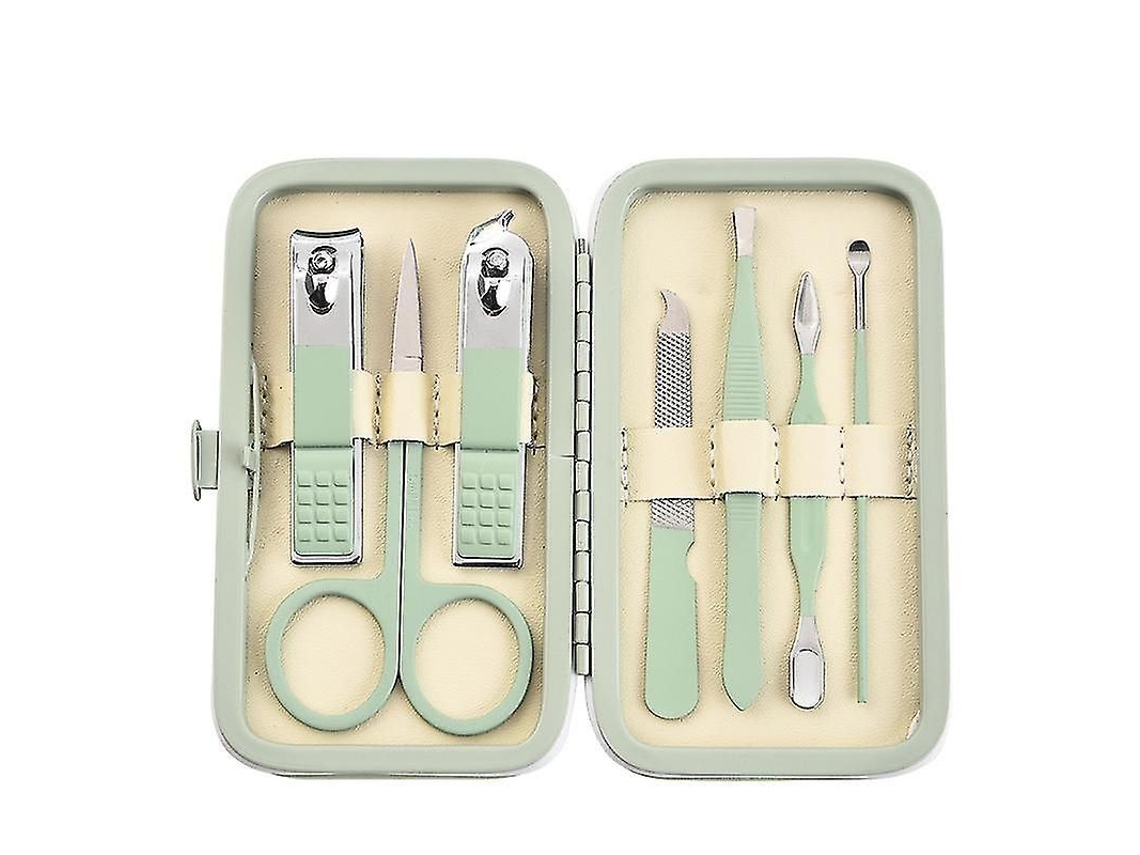 Kit De Manicura Profesional De 7 Piezas Con Tijeras De Uñas De Acero Inoxidable Para Viajes (verde)