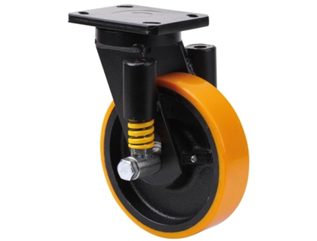 Rueda giratora placa 10hlse150-hub suspension hierro-poliur.naranja eje bolas ALEX