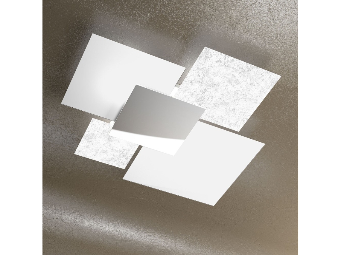 Lámpara de techo moderna 1088/90-FA Vidrio Blanco y Hoja de Plata 4xE27 TOP-LIGHT