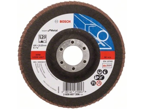 Disco de Lija BOSCH en Lamelas X551 - Expert para Metal D= 125 mm; G= 120 - Acodado