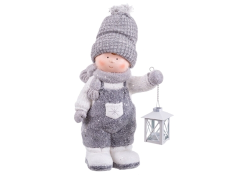 Adorno de Navidad BIGBUY CHRISTMAS Adorno Navideño Gris Blanco (23.5x16.5X42cm)