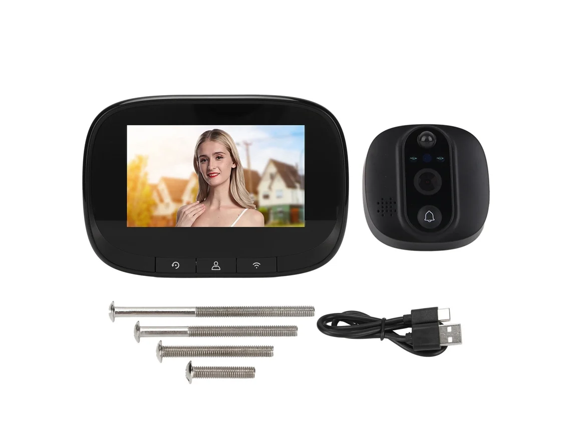 Mirilla Digital De 135 Grados, Detección De Movimiento Pir, Visión Nocturna, Wi-fi Inteligente, Timbre Visual. Brilvibera_ptg