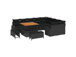 Maison Exclusive - Conjunto De Sofá De Jardín Con Cojín Con Almohada 12 Pcs Negro