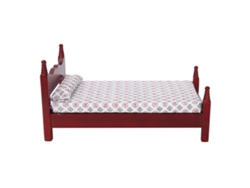 Cama Miniatura De Madera Roja A Escala 1:12 Para Accesorios De Muebles De Casa De Muñecas
