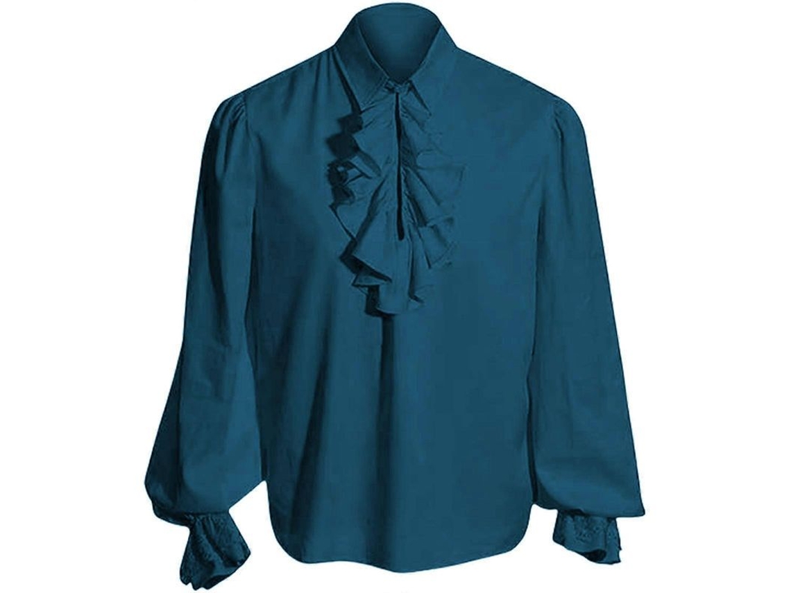 Camisa De Pirata Medieval Para Hombre, Manga Larga, Blusa Estilo Steampunk Renacentista, Camisa Blanca, Xxl