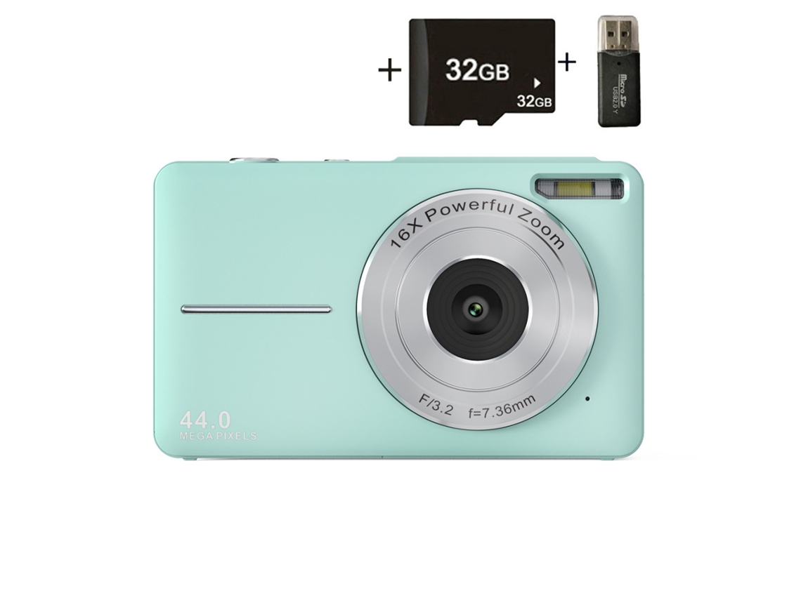 Câmera Digital Compacta Dc403 Câmera Ccd De Nível Básico 44Mp 16X Zoom Tela De 2.4 Polegadas 32Gb Verde