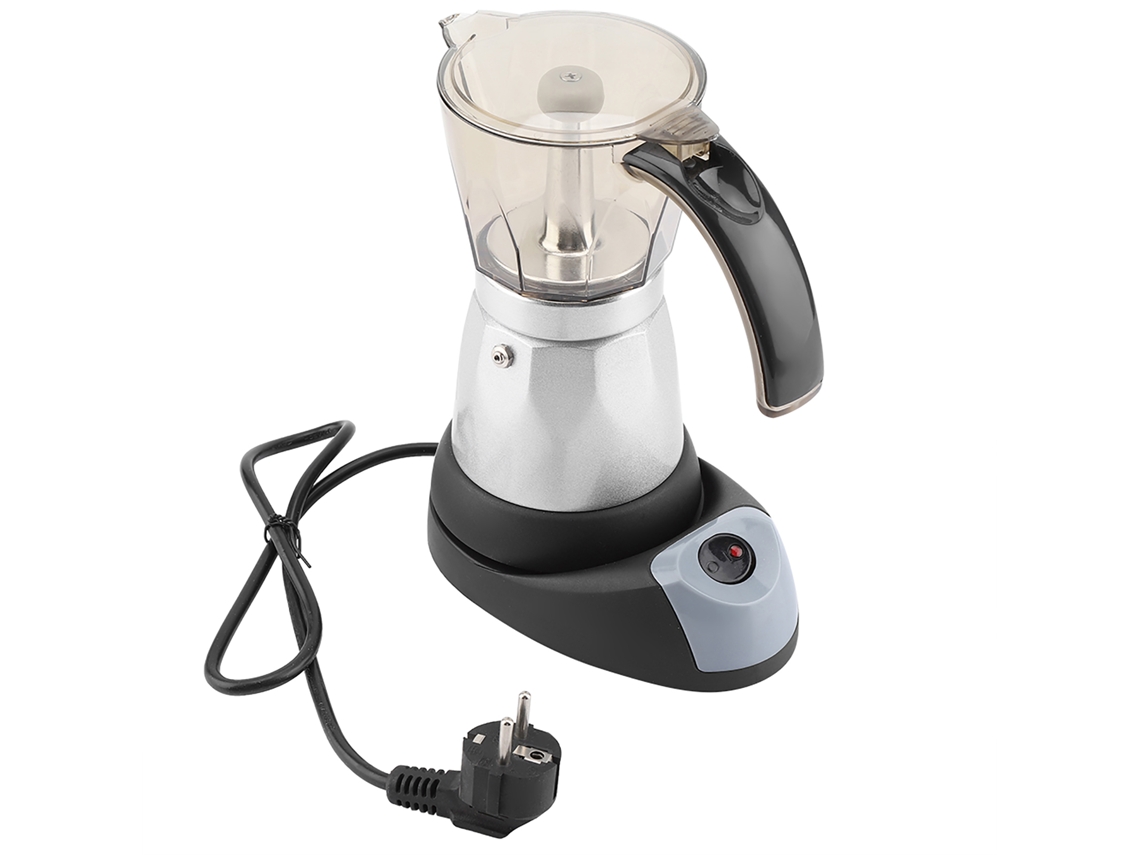 Cafetera Espresso Moka Eléctrica con Base Desmontable, 480W, 300ml, 6 Tazas, para Cocina Casera.