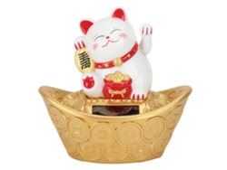 Gato De La Suerte Solar Dibujos Animados Adorable Con Manos Que Se Mueven Decoración Para El Hogar Tienda Restaurante Blanco