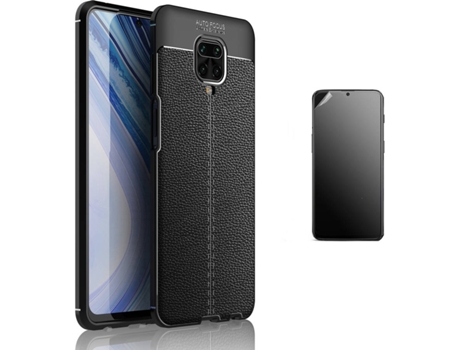 Kit Carcasa y Protector Xiaomi Note 9 Pro Ultimatte Rugged Leather Negro