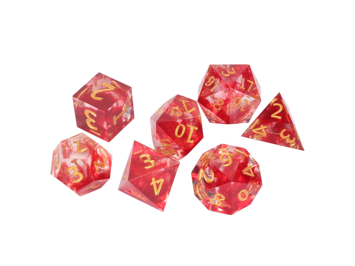 Ats-7pcs Set De Dados De Resina Poliédricos Con Números Claros Para Juegos De Mesa, Color Sangre