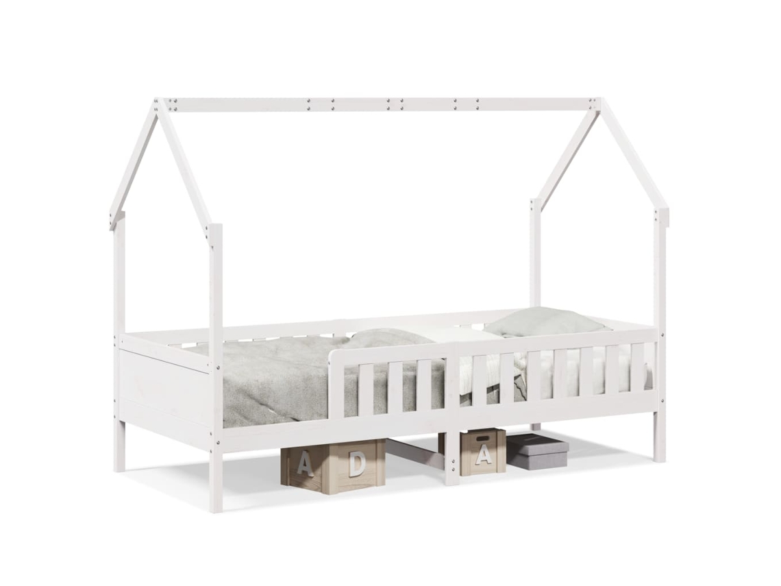 Cama Infantil Con Forma De Casa 80x200 Cm Pino Macizo Blanco Dkd Home Decor