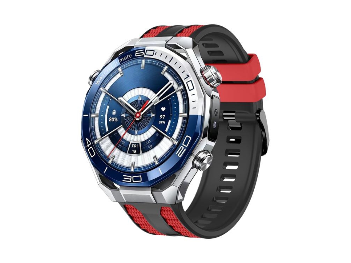 Bracelete Para Huawei Watch Ultimate 2 - Silicone Bicolor - Grãos Verticais Preto E Vermelho