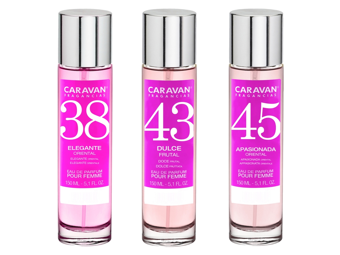 3x CARAVAN Perfume de Mujer Nº45 Nº43 Nº38 - 150ml