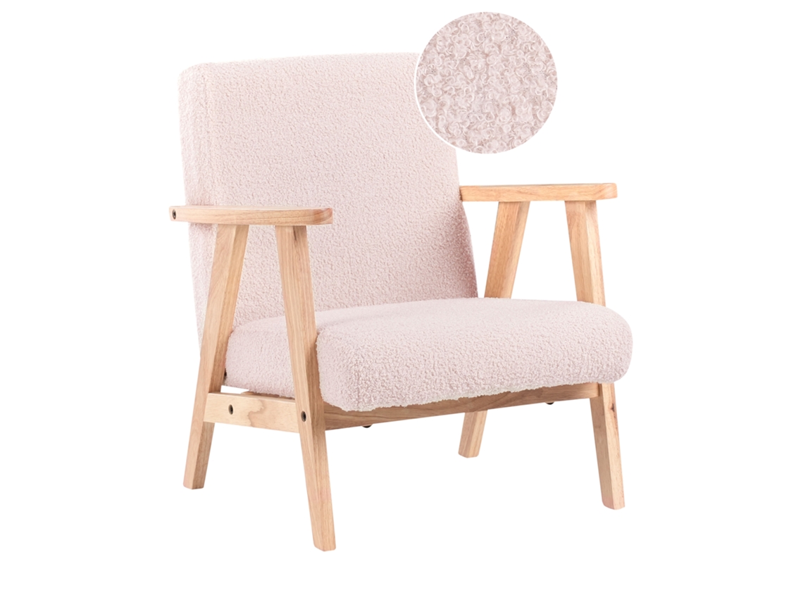 Sillón Infantil Beliani Linde Bouclé Rosa 46x55x58