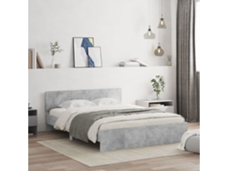 Estructura De Cama Con Cabecero Gris Hormigón 140x200 Cm