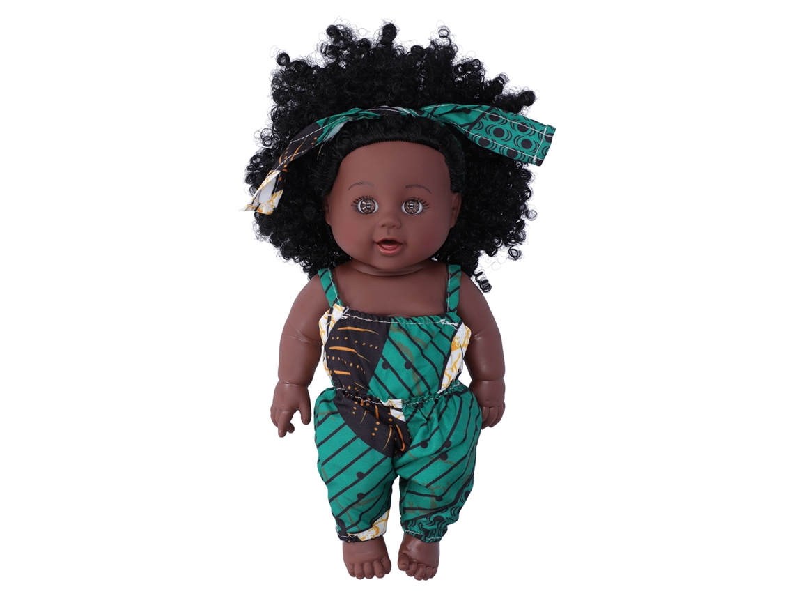 Boneca Reborn Bebê Africana Menina Preta Pele Cacheada Vinil Brinquedo 30cm 3+
