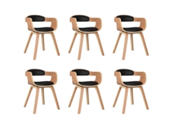 Maison Exclusive - Sillas De Comedor 6 Uds Madera Curvada Y Cuero Sintético Negro