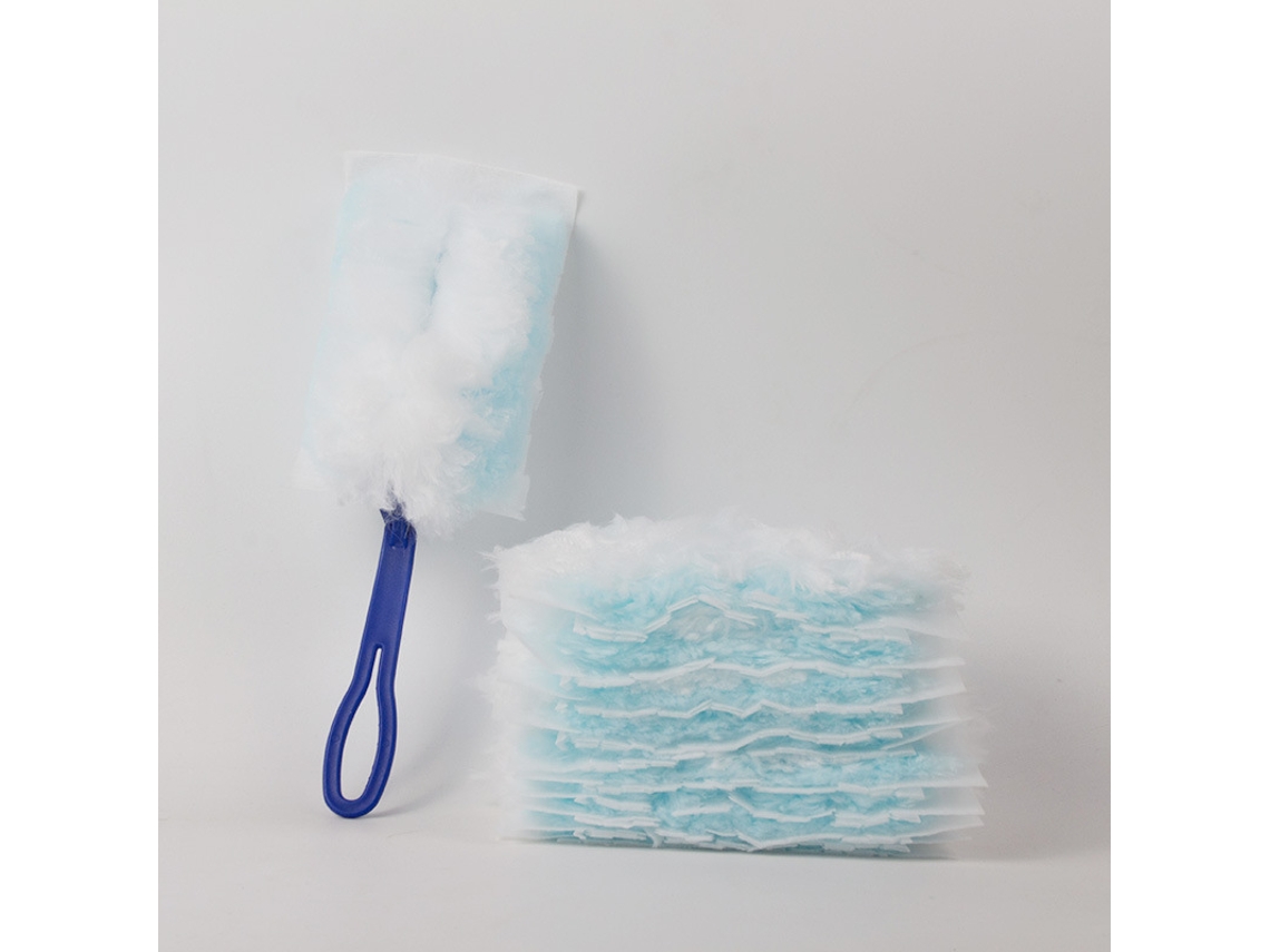 Cepillo Electrostático Para Polvo, Azul Y Blanco, 10 Unidades, Con Mango.