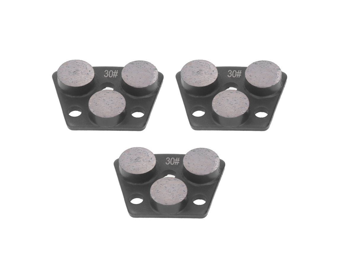 Juego De 3 Discos De Lijado De Diamante Trapezoidales Con 3 Dientes Cilíndricos Para Suelos De Hormigón, Grano 30