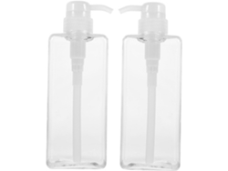 Conjunto De 2 Frascos Transparentes Com Bomba Dosadora Para Líquidos, Recarregáveis.