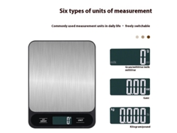 Báscula de cocina digital portátil con precisión en gramos, 5 kg/1 g, color negro (con batería recargable)