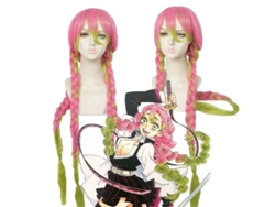 Peluca De Cosplay Ganluji Mirri Ghost Slayer's Blade, Trenza Doble Rosa Y Verde, Para Fiestas, Convenciones Manga Eventos Anime.