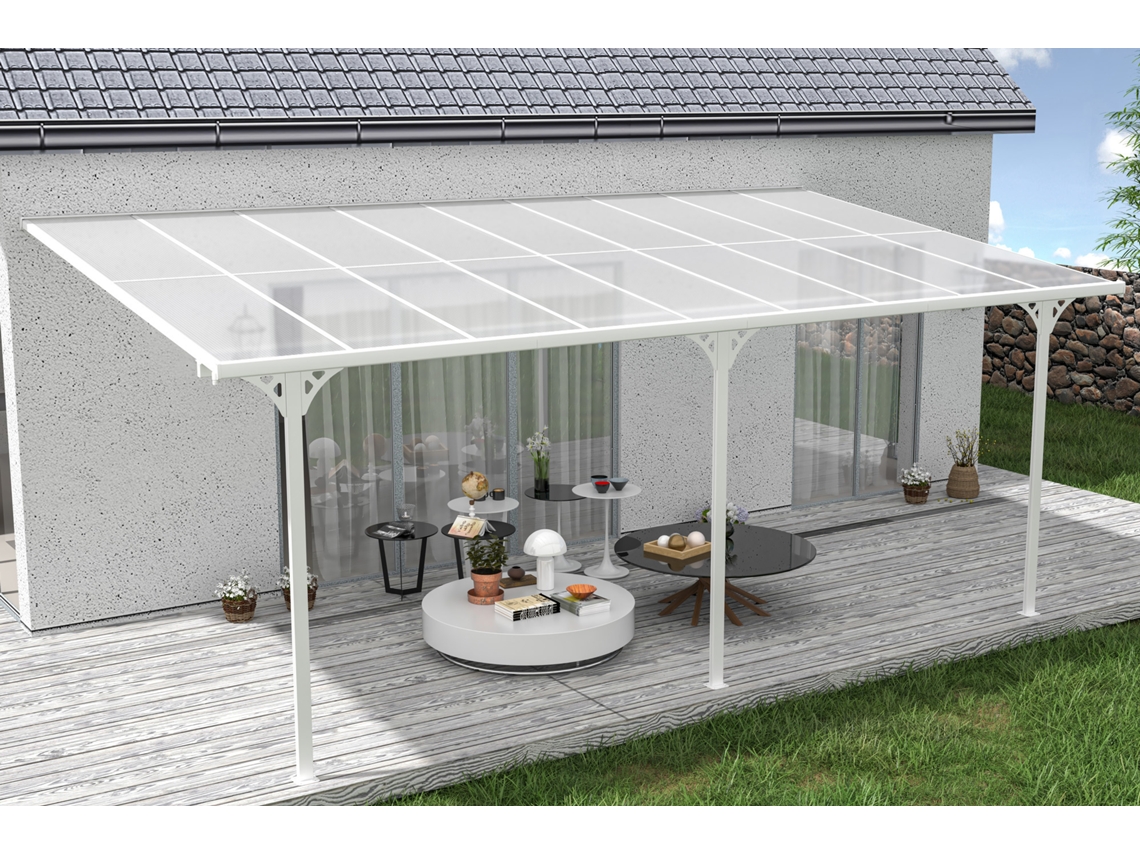 Cazeboo Pérgola Cubierta para Terraza de Aluminio Premium, blanco 5,5x3 m KLEO