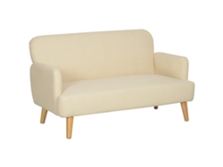 Sofá Moderno De 2 Plazas Con Efecto Terciopelo Y Acolchado Grueso, 140x74x79cm, Blanco Crema.
