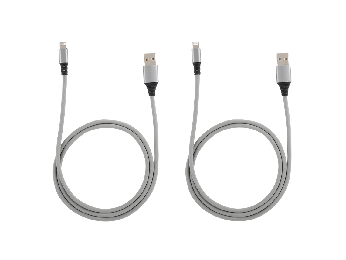 2 Piezas 6 Conjuntos De Cable De Carga De Datos Tpe De Núcleo De Cobre Sin Oxígeno Con Luz Led Para Iphone Gris