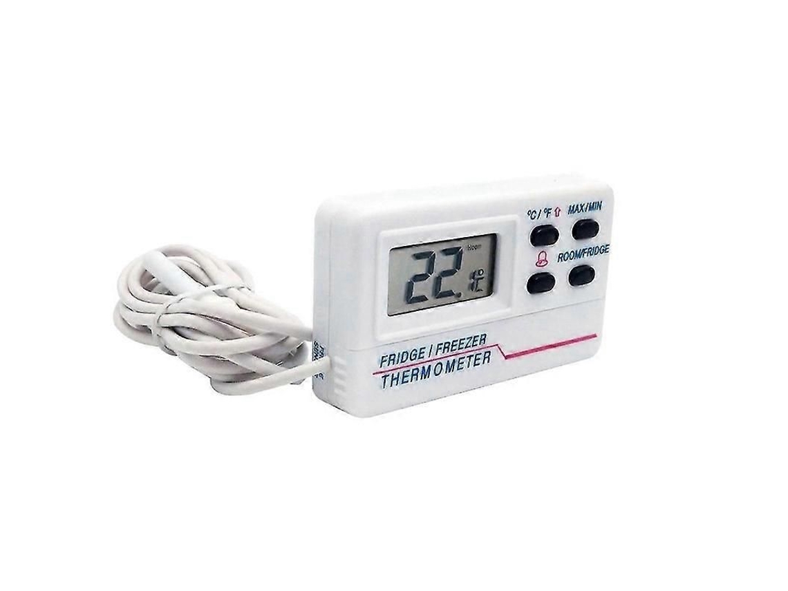 Termómetro digital para refrigerador, termómetro para refrigerador exterior, termómetro para congelador con 2 sensores y alarma para restaurantes domésticos GOKOCO