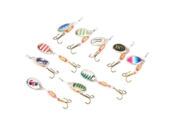 Señuelo artificial con anzuelo metálico y lentejuelas giratorias, accesorio de pesca (sin marca).