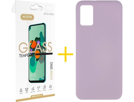 Funda y Protector de Vidrio Samsung Galaxy A31 ACCETEL Silicona Líquida Morado