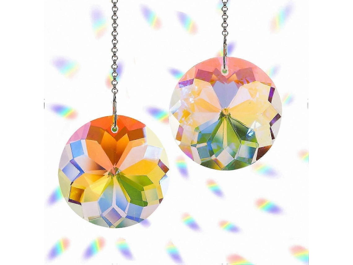 Juego de 2 colgantes de cristal para colgar en ventanas, decoración de candelabros, adornos en forma de prisma de arcoíris.