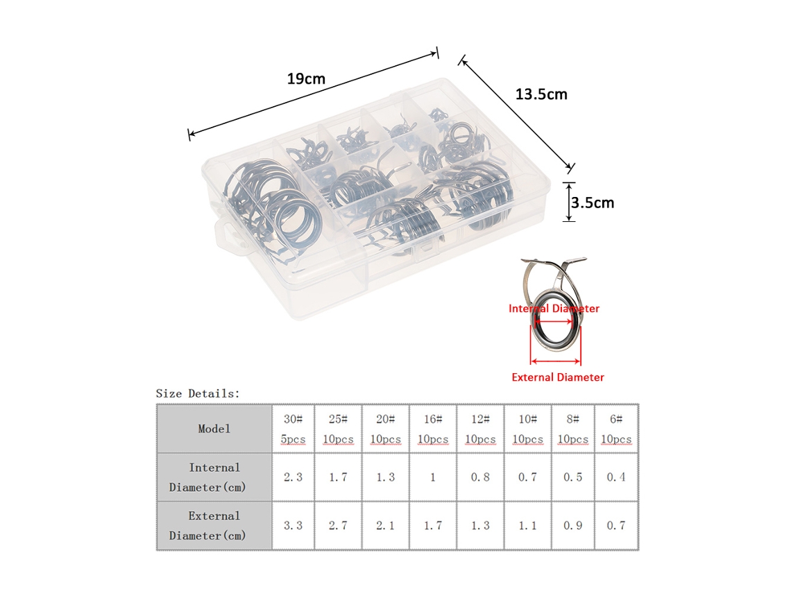 Kit De Reparación Y Guías Para Cañas De Pescar Lijadas, 75 Piezas, Acero Inoxidable Con Anillos De Cerámica Para Agua Dulce Y Salada.