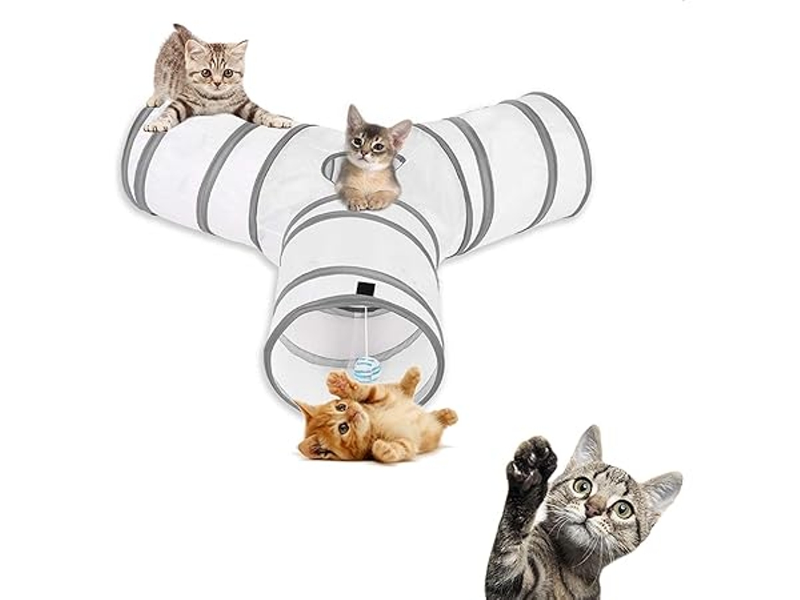 Túnel De Juegos Para Gatos Y Gatitos: Plegable Con Tres Canales, Apto Para Cachorros Y Conejos, Ergonómico, Para Uso Diario.