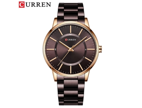Relojes para Hombre Reloj de Cuarzo analógico de Acero Inoxidable Reloj de Pulsera para Ocio de Negocios para Hombre-Café de Concha Rosa VEANXIN