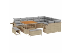 Maison Exclusive - Conjunto de sofás de jardín de 12 piezas, mimbre beige y gris claro