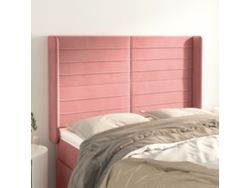 Cabecero Con Orejas De Terciopelo Rosa 147x16x118/128 Cm