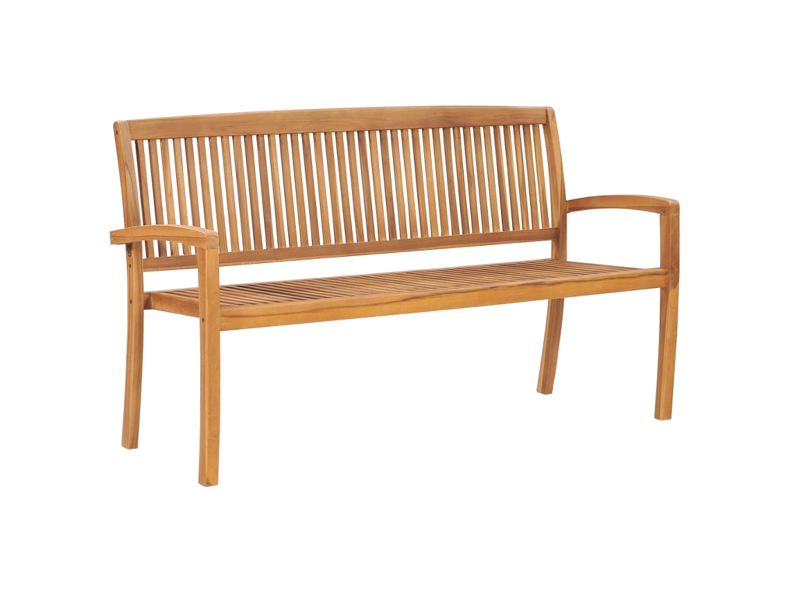 Maison Exclusive - Banco De Jardín Apilable Con Cojín Madera Maciza De Teca 159 Cm