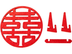 Decoración nupcial tradicional china de fieltro rojo con doble símbolo Xi, romántica y delicada para la habitación nupcial GOKOCO