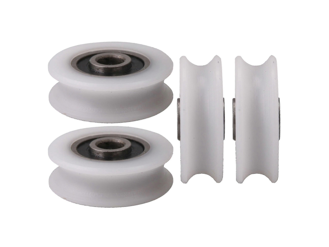 Rebe-4 Ruedas De Polea De Nylon Con Ranura U, Diámetro Interior 4mm, Para Puertas Deslizantes, 4x20x6.5x7.4mm, Color Blanco