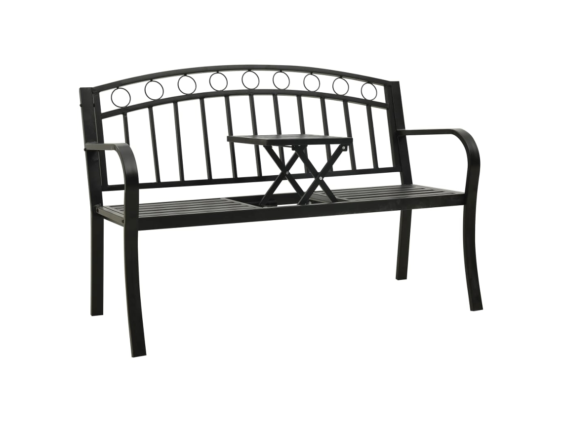 Lovely Home Banco de Jardín con Mesa 120 Cm Acero Negro