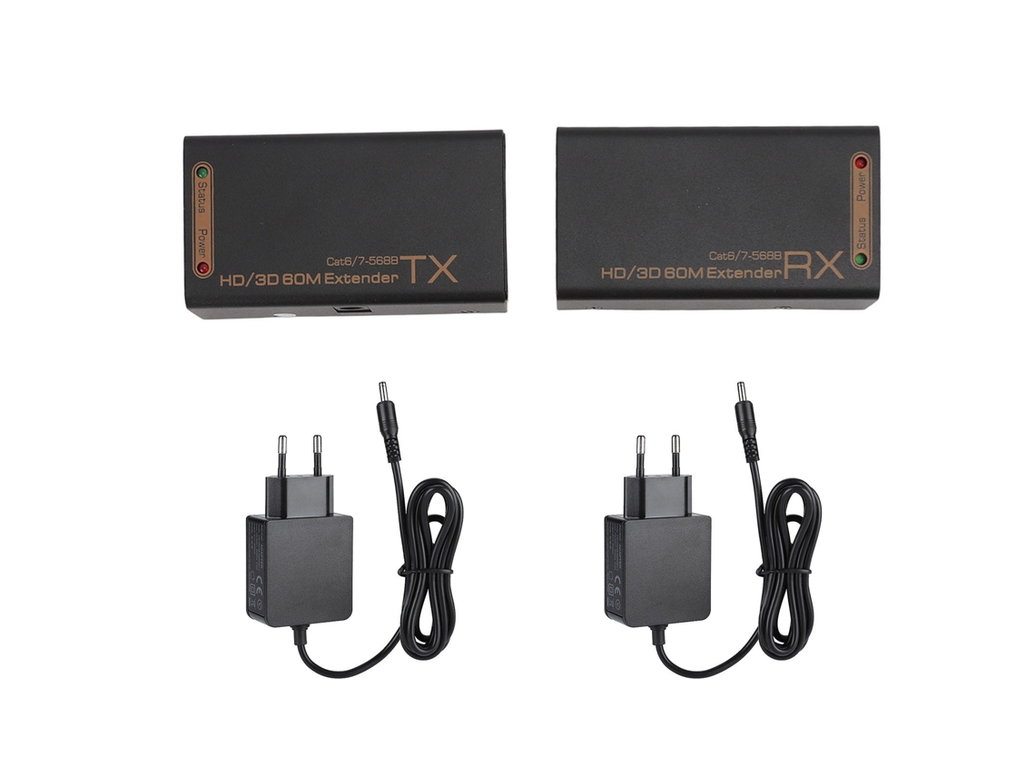 Extensor De Interfaz Multimedia Hd Vía Cat 6/7 1080p 60hz 3d Con Puerto De 5v Cc Y Enchufe Europeo